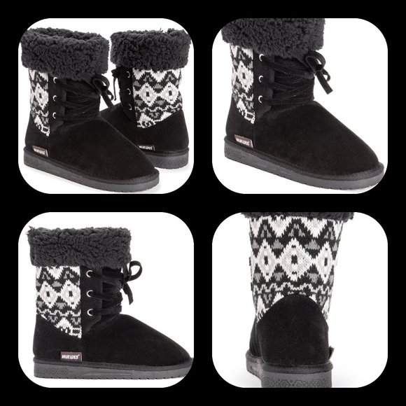 Muk Luks Women's Ebony & Gray Melba Lace-Up NWT